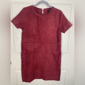 NWT Lumiere Women’s Faux Suede Burgundy Sheath Dress in Size Small